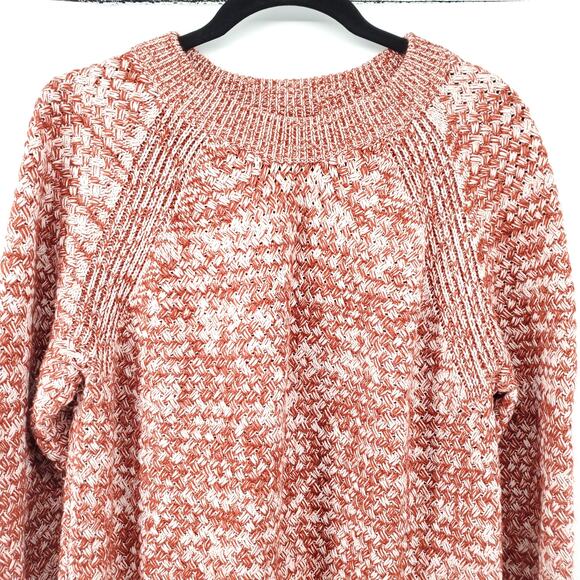 Universal Thread Boho Relax Crosshatch Burnt Orange Henley Pullover Sweater M - Picture 2 of 10